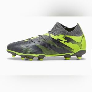 Puma Gray and Neon Yellow Firm-Ground Soccer Cleat